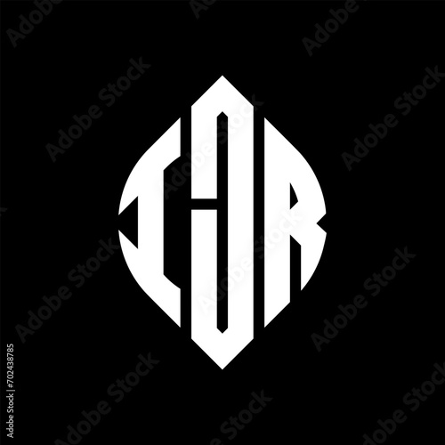 IJR circle letter logo design with circle and ellipse shape. IJR ellipse letters with typographic style. The three initials form a circle logo. IJR circle emblem abstract monogram letter mark vector. photo