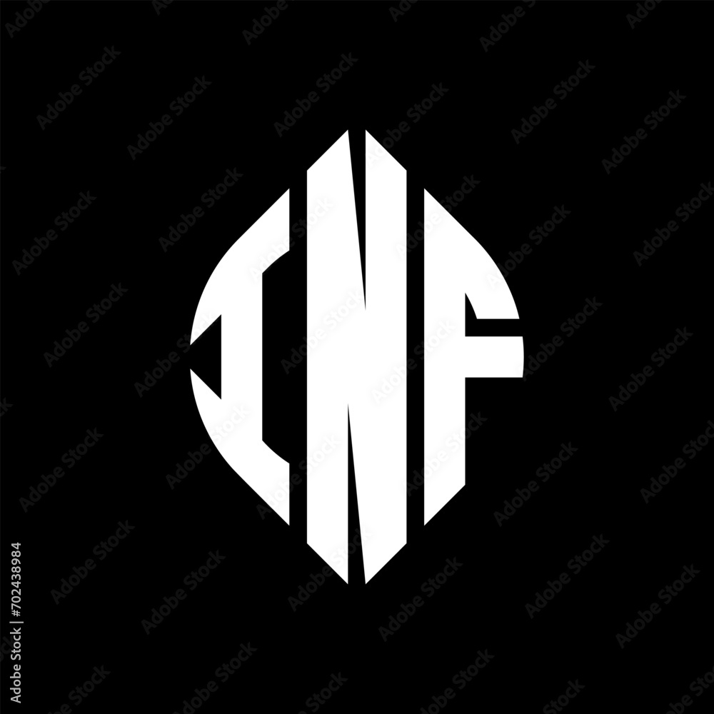 INF circle letter logo design with circle and ellipse shape. INF ellipse letters with typographic style. The three initials form a circle logo. INF circle emblem abstract monogram letter mark vector. INF circle letter logo design with circle and ellipse shape. INF ellipse letters with typographic style. The three initials form a circle logo. INF circle emblem abstract monogram letter mark vector.