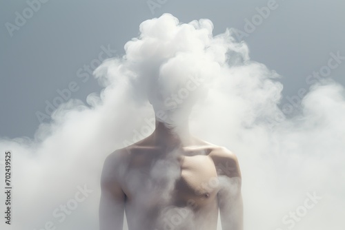 Man with cloud instead of head