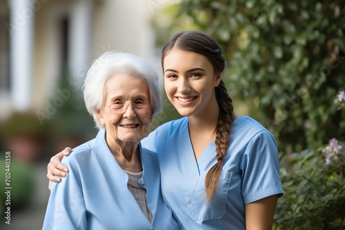 Senior woman with her caregiver