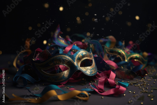 colorful masquerade mask in confetti © OLGA