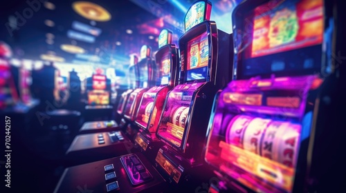 Slot Machines. Games Of Chance Generative AI photo