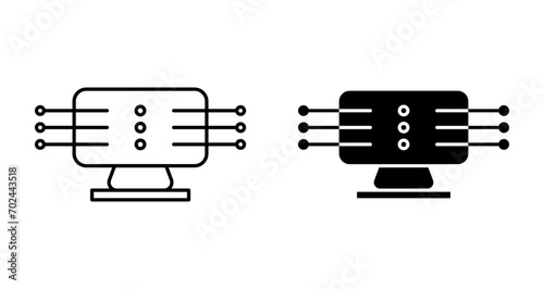 data streaming  outline icon collection or set. web data broadcasting network technology Thin vector line art
