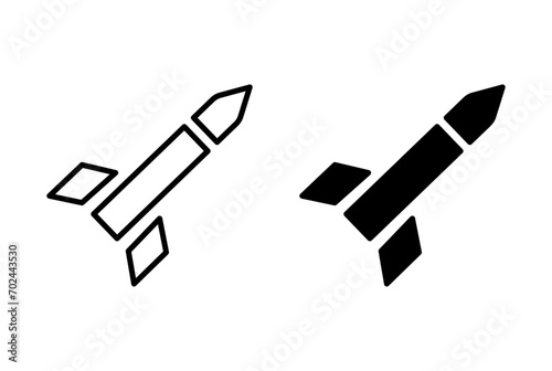 Missile outline icon collection or set. ballistic war missile Thin vector line art
