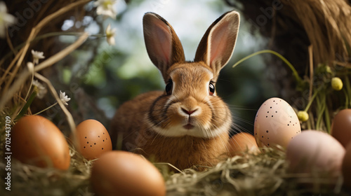 New Brown Easter Bunny Eggs Nest