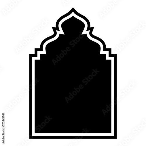 Islamic Arch Design Glyph with outline Black Filled silhouettes Design pictogram symbol visual illustration