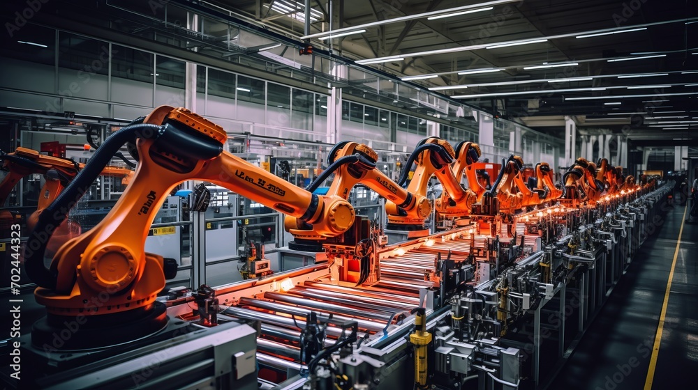 Green energy electric vehicle assembly line with robotic arms and welding technology. Green energy electric vehicle assembly line with robotic arms and welding technology.