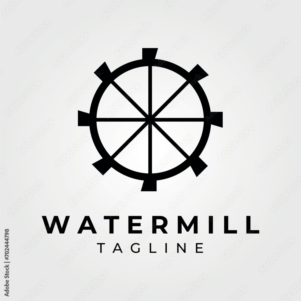 water mill logo vector vintage illustration design , icon, concept, simple and minimalist - obrazy, fototapety, plakaty 