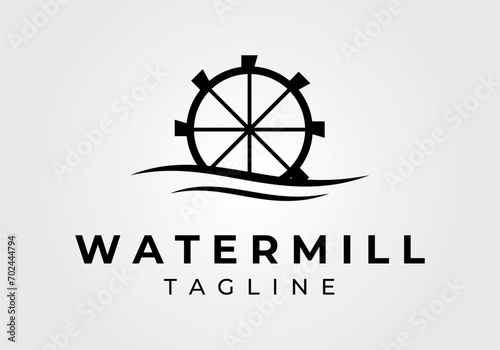 water mill logo concept vector icon illustration vintage design