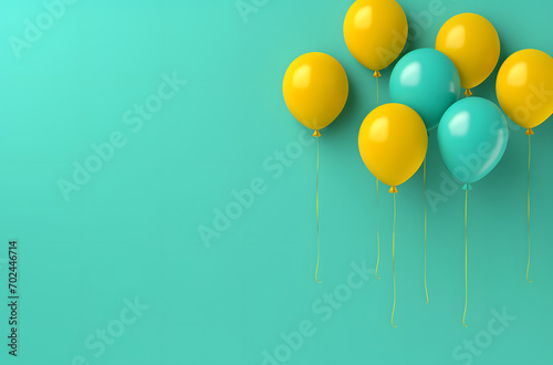 Bright and Festive Balloons on a Turquoise Scene with Area for Text