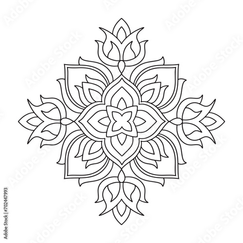 Circular pattern in form of mandala for Henna  Mehndi  tattoo  decoration. Decorative ornament in ethnic oriental style. Coloring book page.