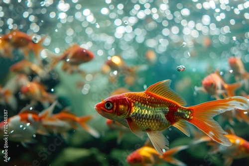 Dynamic aquarium with colorful swimming fish.