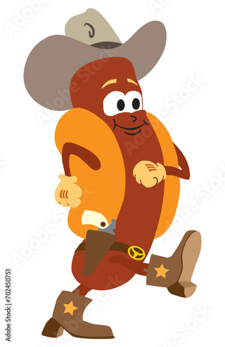 Flat Vector Hot Dog Cowboy
