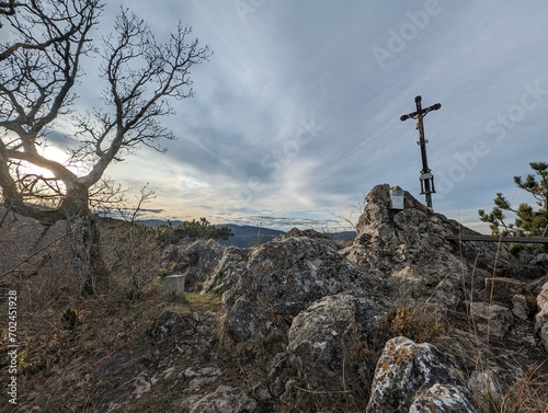 Summit of Bischofsmütze peak in Lower Austria near Mayerling Alland and Heiligenkreuz. Great place for hiking and horseback riding