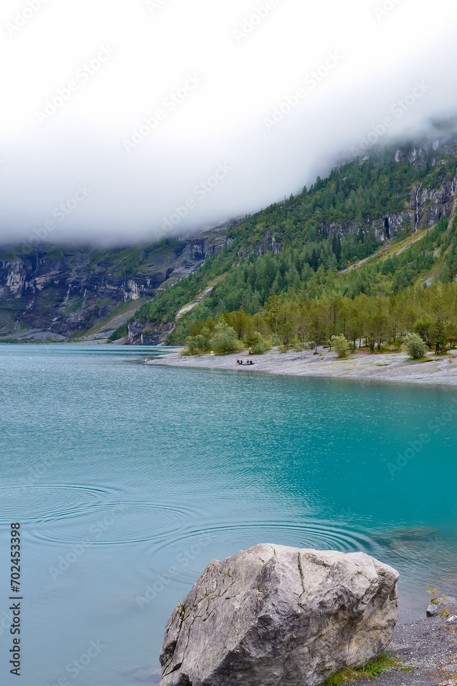 Fototapeta premium Oeschinen lake, a UNESCO site, Kandersteg Switzerland 