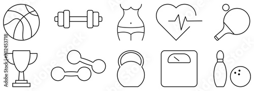 Sport icons set. Outline icons collection. Vector illustration isolated on white background