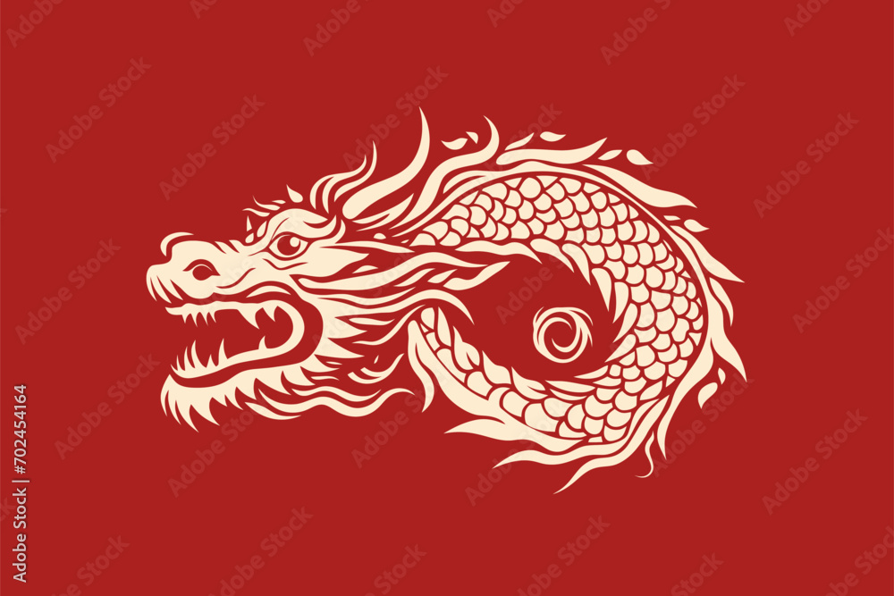Vector gold china dragon symbol logo sticker label