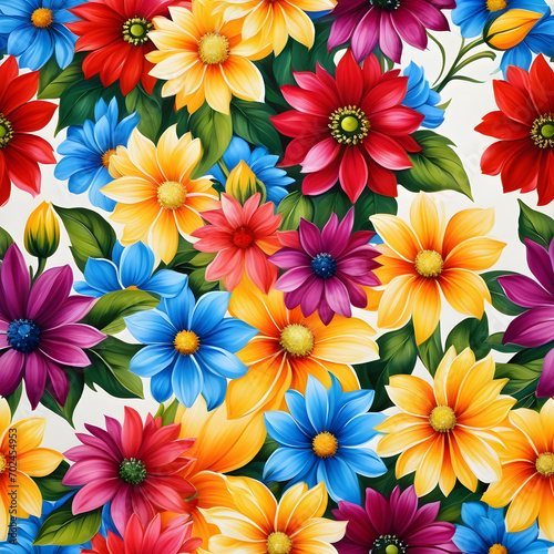 Beautiful wallpapers of colorful flowers painted at oil