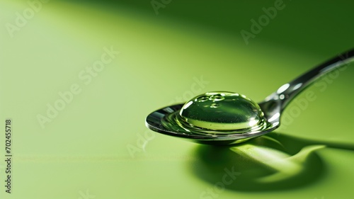 A spoon with a green gel-like substance on it