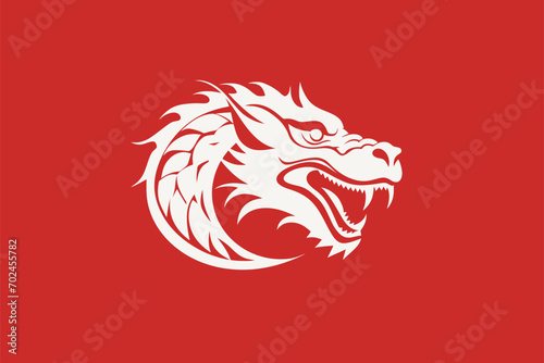 Vector china oriental dragon symbol logo red background