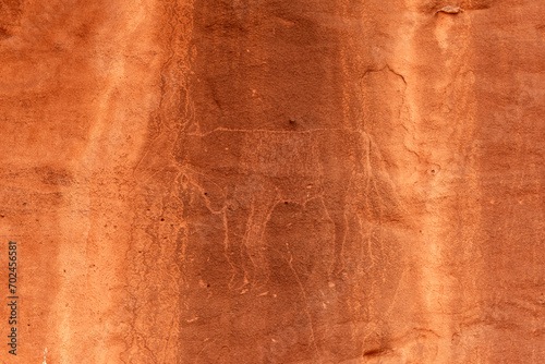 Billede på lærred Animal, prehistoric petroglyphs, rock art in Tadrart Rouge, Tadrart Akkak, Sahar