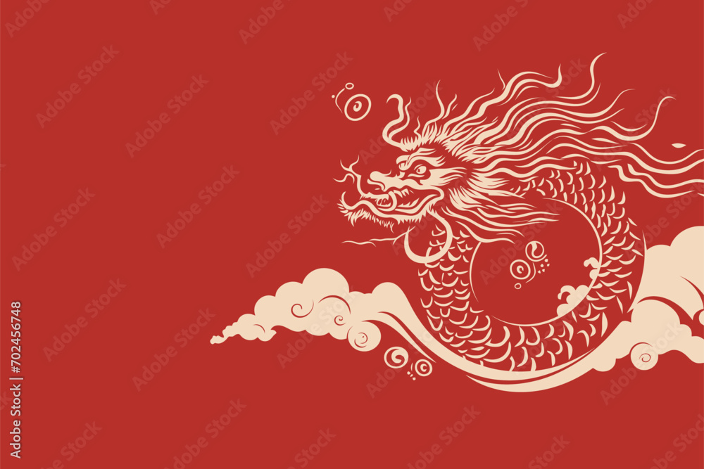 Vector gold china oriental dragon logo symbole sticker label red background Vector gold china oriental dragon logo symbole sticker label red background
