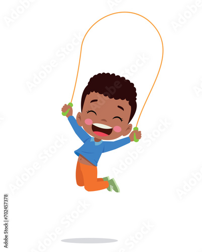 cute and happy kids jumping rope