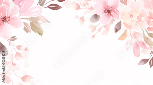 Floral frame with watercolor flowers, decorative flower background pattern, watercolor floral border background