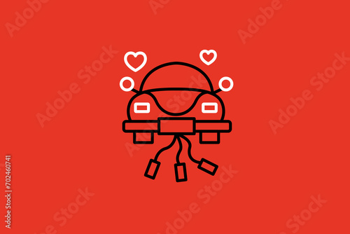 wedding trip illustration in flat style design. Vector illustration.	