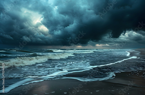 Approaching Storm Over Turbulent Sea