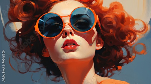 woman illustration with sunglasses fashion background ai generated
