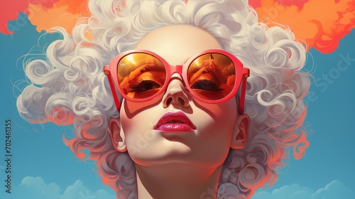 woman illustration with sunglasses fashion background ai generated