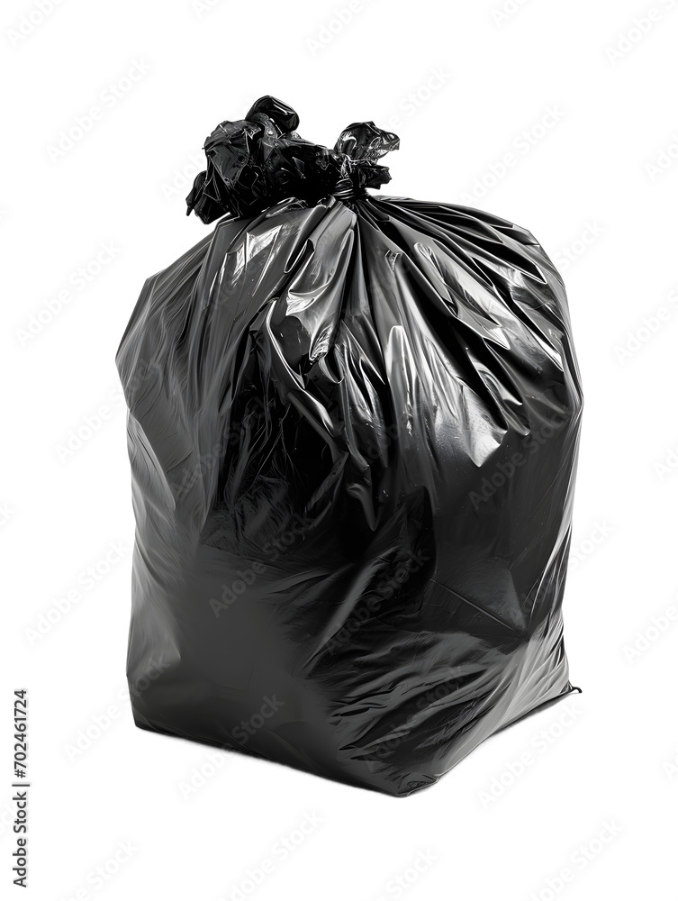 Full Black Garbage Bag Isolated on White