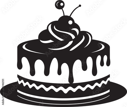 Refined Delight Black Cake Vector Logo Conceptualization Elegant Flavor Black Cake Logo Emblem