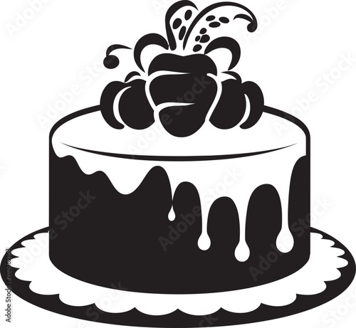 Savoring Delicacy Black Cake Logo Icon Refined Indulgence Black Cake Vector Logo Conceptualization
