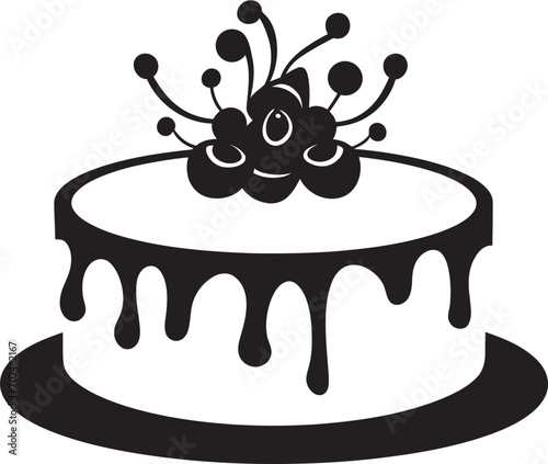 Refined Indulgence Black Cake Vector Logo Conceptualization Elegant Flavor Black Cake Logo Emblem