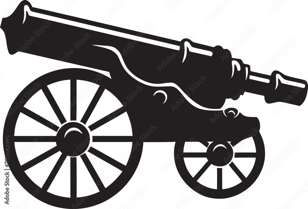 Fototapeta premium Tactical Dominance Sleek Black Cannon Iconic Identity Dynamic Warfare Vector Black Cannon Symbolic Symbolism