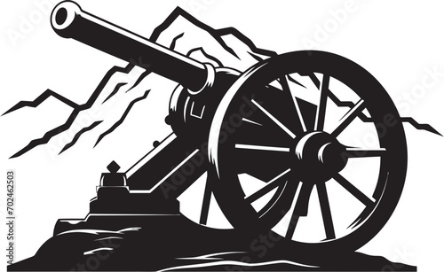 Modern Artillery Black Cannon Symbolic Identity Tactical Arsenal Vector Black Cannon Iconic Design