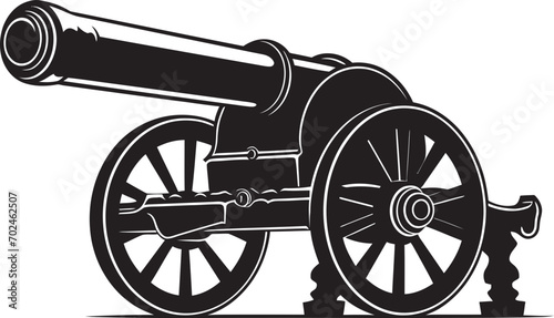 Dynamic Warfare Sleek Black Cannon Firearm Symbol Strategic Dominance Vector Black Cannon Emblematic Identity