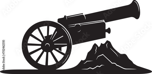 Elegant Arsenal Black Cannon Symbolic Symbolism Deadly Precision Sleek Black Cannon Vector Design