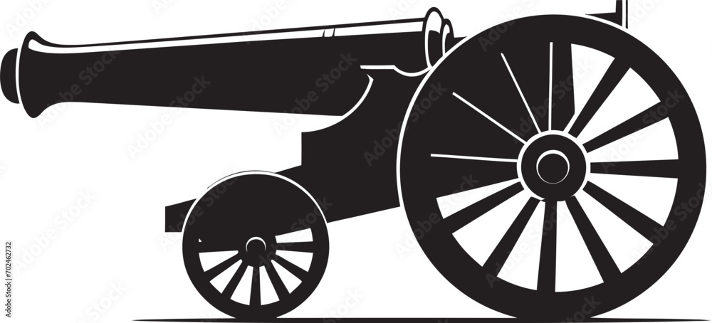 Fototapeta premium Dynamic Precision Vector Black Cannon Iconic Symbol Striking Dominance Black Cannon Vector Emblematic Mark