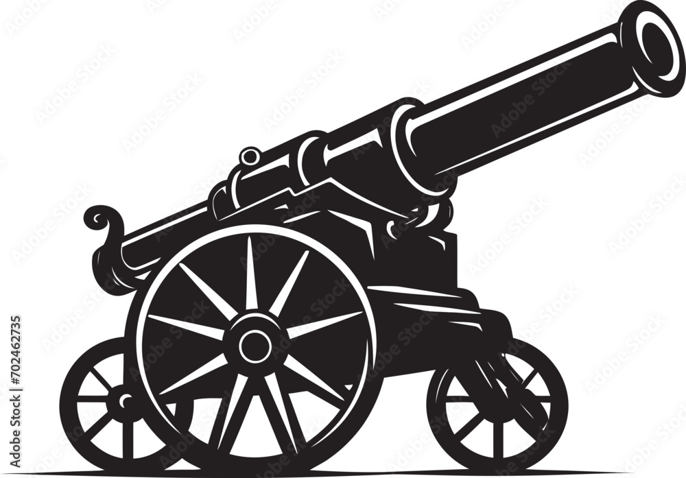 Tactical Warfare Black Cannon Firearm Emblematic Identity Dynamic Precision Vector Black Cannon Iconic Symbol