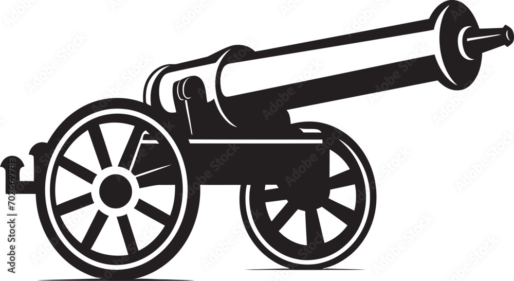 Tactical Warfare Black Cannon Iconic Symbolism Dynamic Elegance Vector Black Cannon Emblematic Mark
