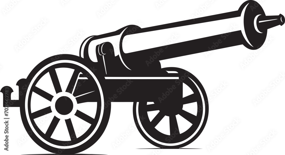 Fototapeta premium Tactical Warfare Black Cannon Iconic Symbolism Dynamic Elegance Vector Black Cannon Emblematic Mark