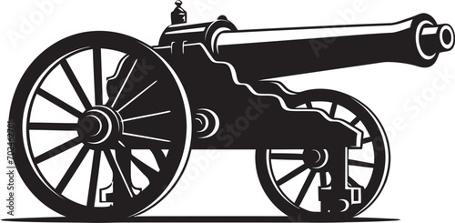 Decisive Impact Black Cannon Iconic Symbol Mighty Elegance Black Cannon Vector Concept