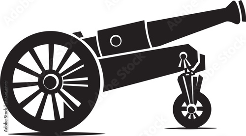 Tactical Lethality Black Cannon Firearm Iconic Identity Powerful Precision Black Cannon Vector Emblematic Symbol