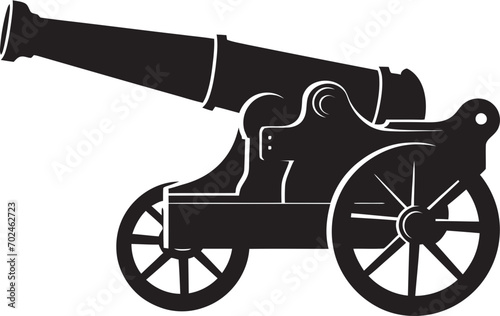 Warfare Arsenal Black Cannon Firearm Iconic Symbolism Lethal Artillery Black Cannon Vector Emblematic Representation