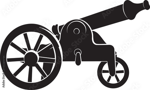 Elegant Arsenal Black Cannon Iconic Representation Tactical Warfare Black Cannon Firearm Emblematic Identity
