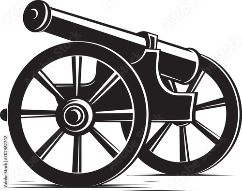 Sleek Precision Black Cannon Firearm Iconic Representation Modern Dominance Black Cannon Vector Emblematic Identity
