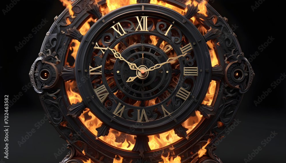 clock on fire, time waste, time is burning - Generative AI